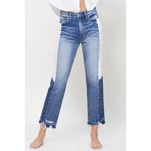 NWT Vervet by Flying Monkey Beverley Super High Rise Side Color Block Crop Jeans